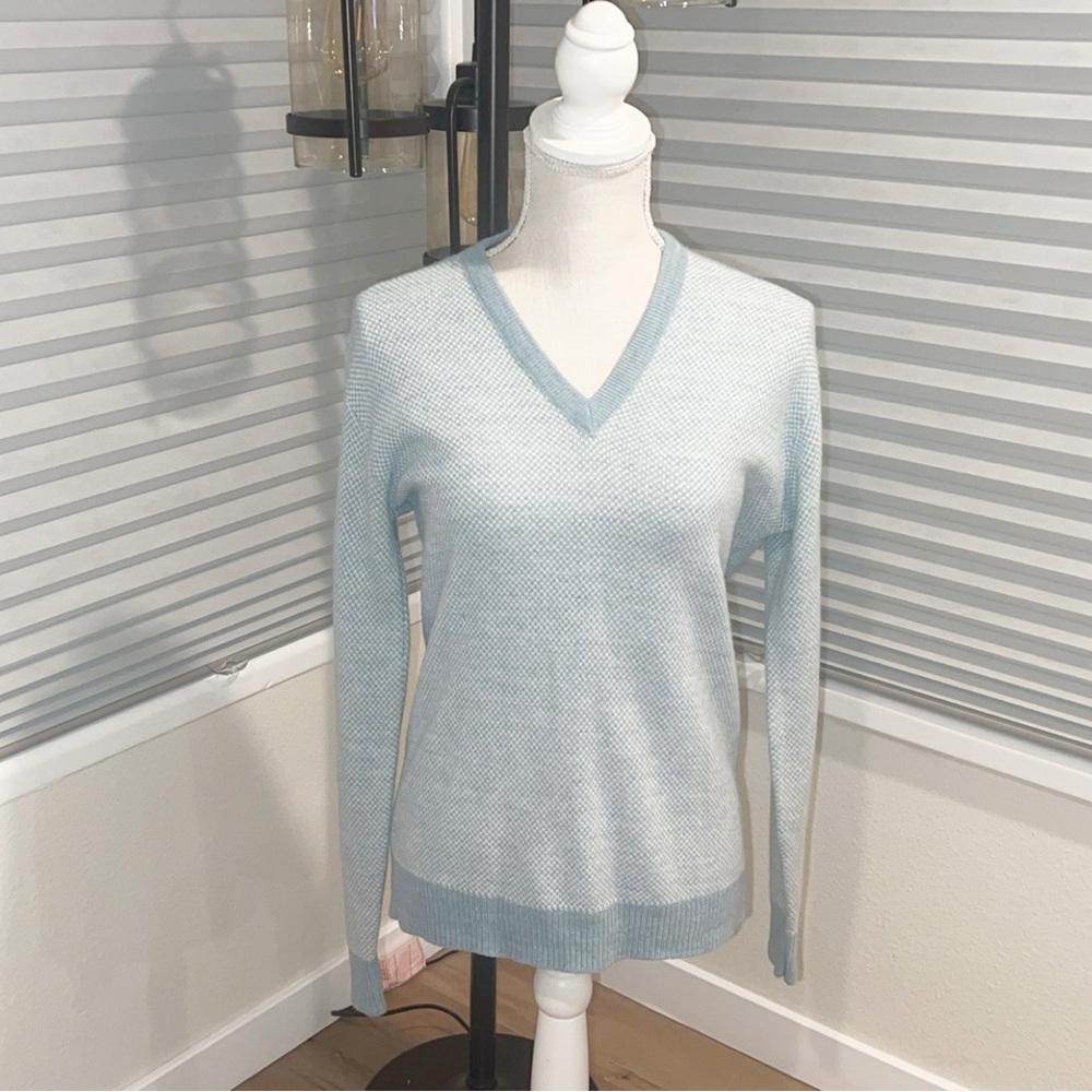 CHRISTIAN DIOR Light Blue V-Neck Monsieur Sweater